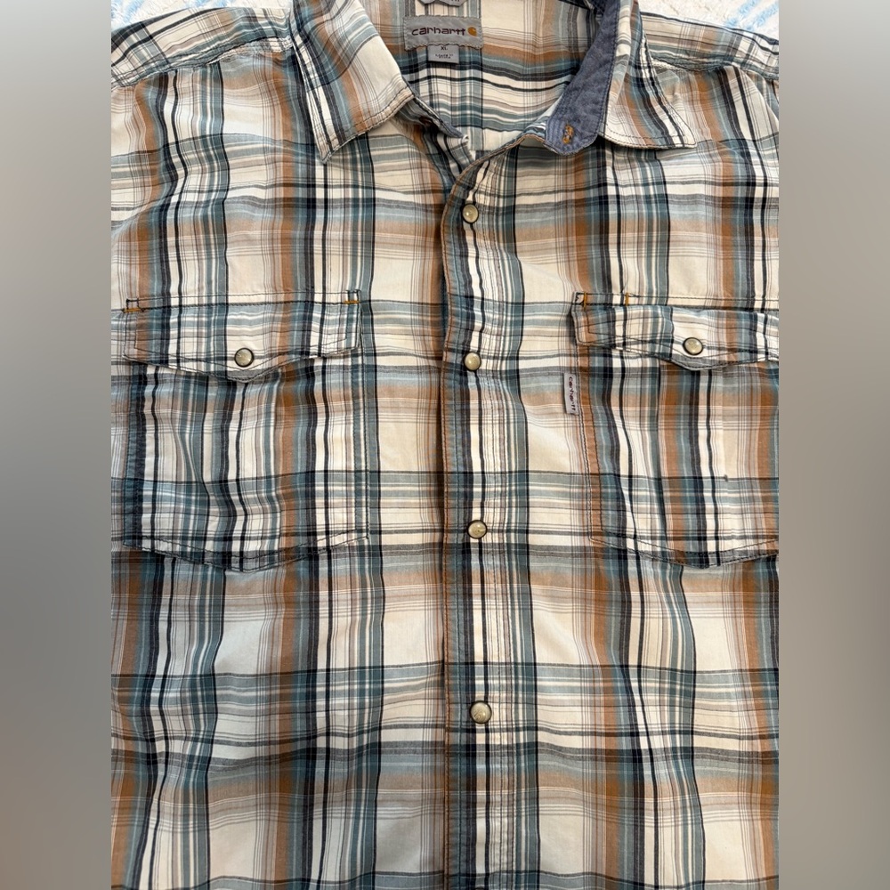 (2) Men’s Carhartt snap up plaid shirts XL - Picture 3 of 13